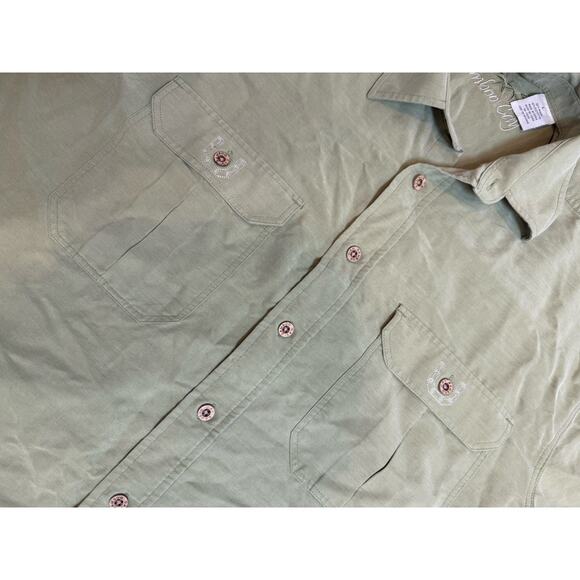 Men’s Bamboo cay Large Green Short Sleeve Button Up 2 Pocket Modal - Picture 2 of 6